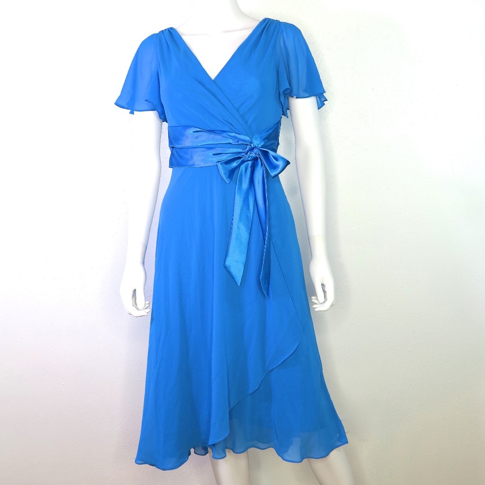 Evan Picone Mock Satin Wrap Cocktail Dress